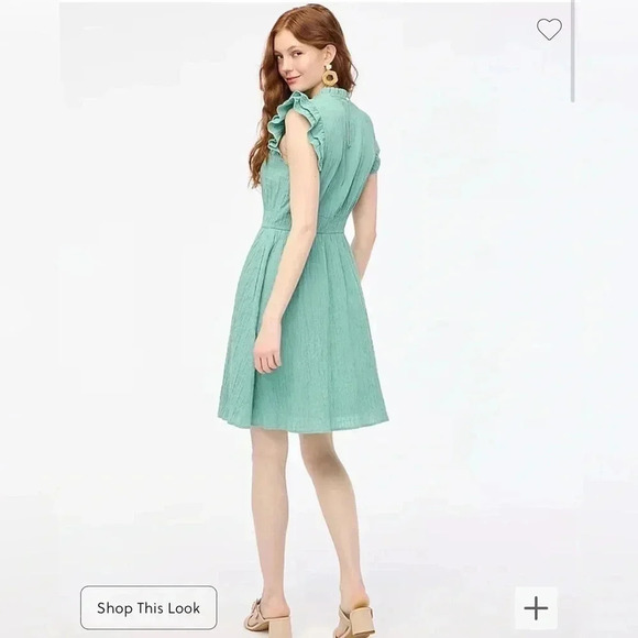 J Crew Dress Sea Foam Green Ruffle Sleeve Mini Stretch Dress NWT Pockets XXL - Picture 3 of 11